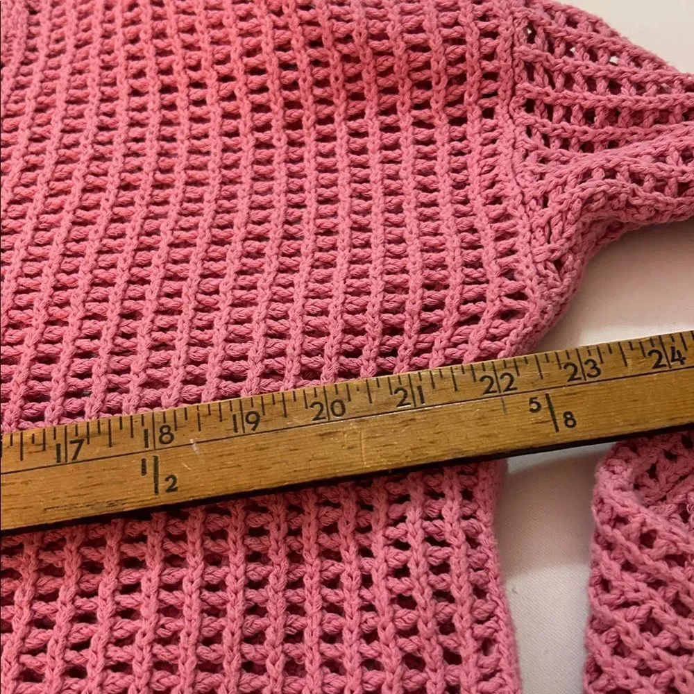 Madewell Pink Open-Knit V-Neck Sweater size medium oversized